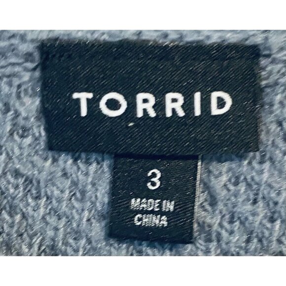 Torrid Sweater Womens 3X Blue Pointelle Pullover V Neck Tunic 3/4 Sleeve Flirty - Picture 6 of 9